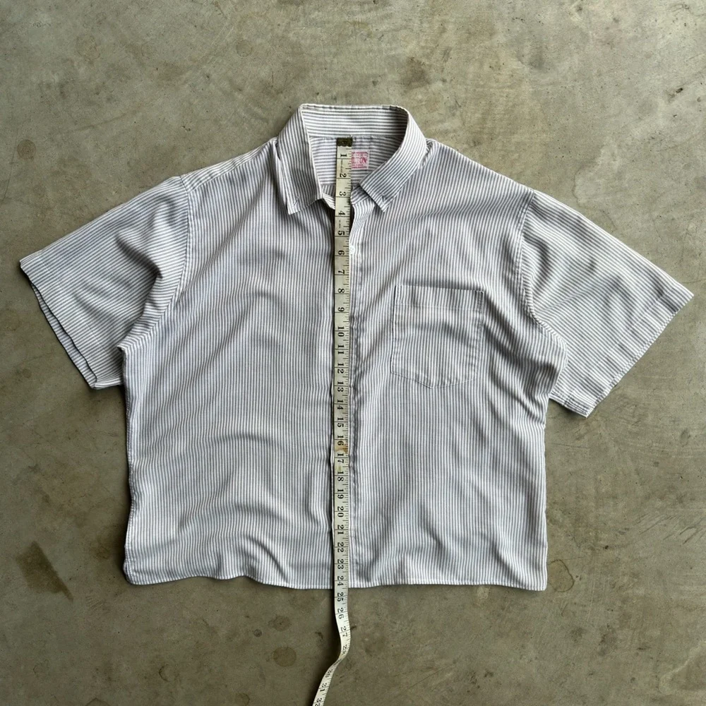 Vintage Cropped Striped Button Down Shirt - M - Picture 3 of 4